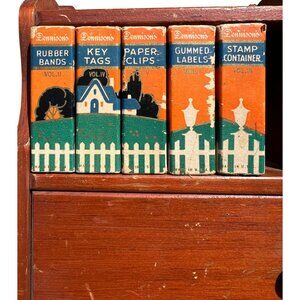 Vintage Wooden Desk Organizer Dennison Boxes 1930-1940 Rustic Charm Collectible